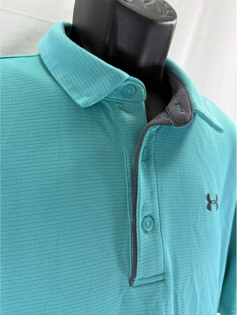 Under Armour Polo Shirt Mens XL Aqua Teal Solid Athletic Golf Heat Gear Loose